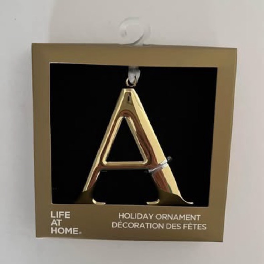 Letter A Metal Christmas Ornament
